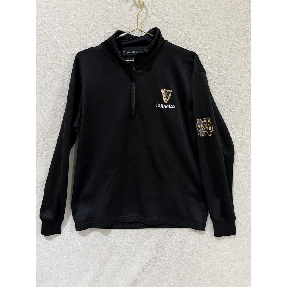 Guinness Notre Dame 1/4 Zip Pullover Men's Large Black College Football Irish